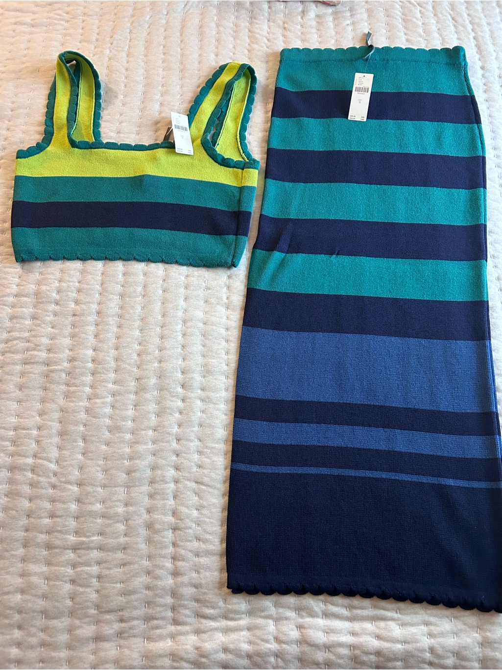 Anthropologie Striped Skirt And Crop Top Set Nwt